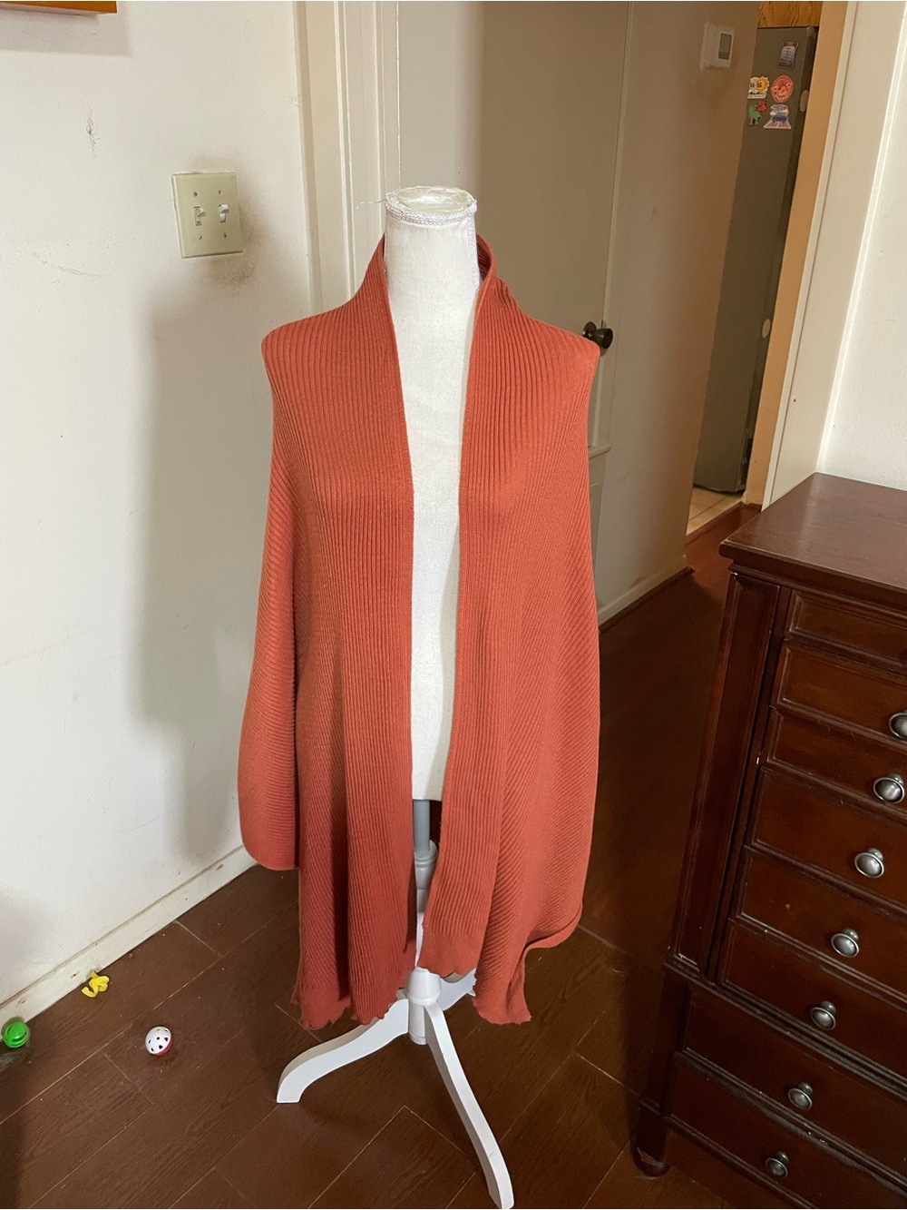 A New Day burnt orange ribbed knit shawl scarf lightweight 30x 86 inches approx - Picture 5 of 15